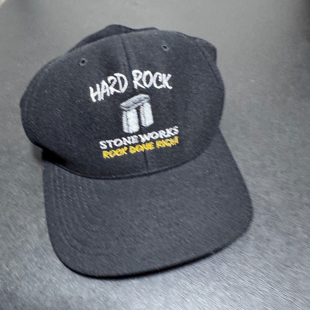 Port Authority Baseball Cap Mens OSFA Black Solid Hard Rock Stone Works Logo Hat